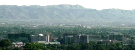 View of Camelback Corridor in Phoenix, Arizona from a Piestiwa Peak trail.